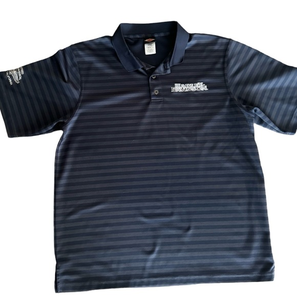 Harley Davidson Men’s 2XL Navy Striped Polo - Picture 1 of 4